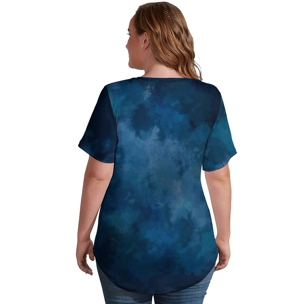 Thumbnail: Blue Watercolor Women's Short-Sleeve V-Neck T-Shirt 5