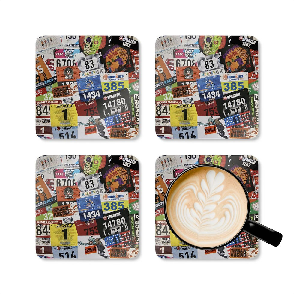 Thumbnail: Set of 4 Corkwood Coasters | Race Bib Display 4