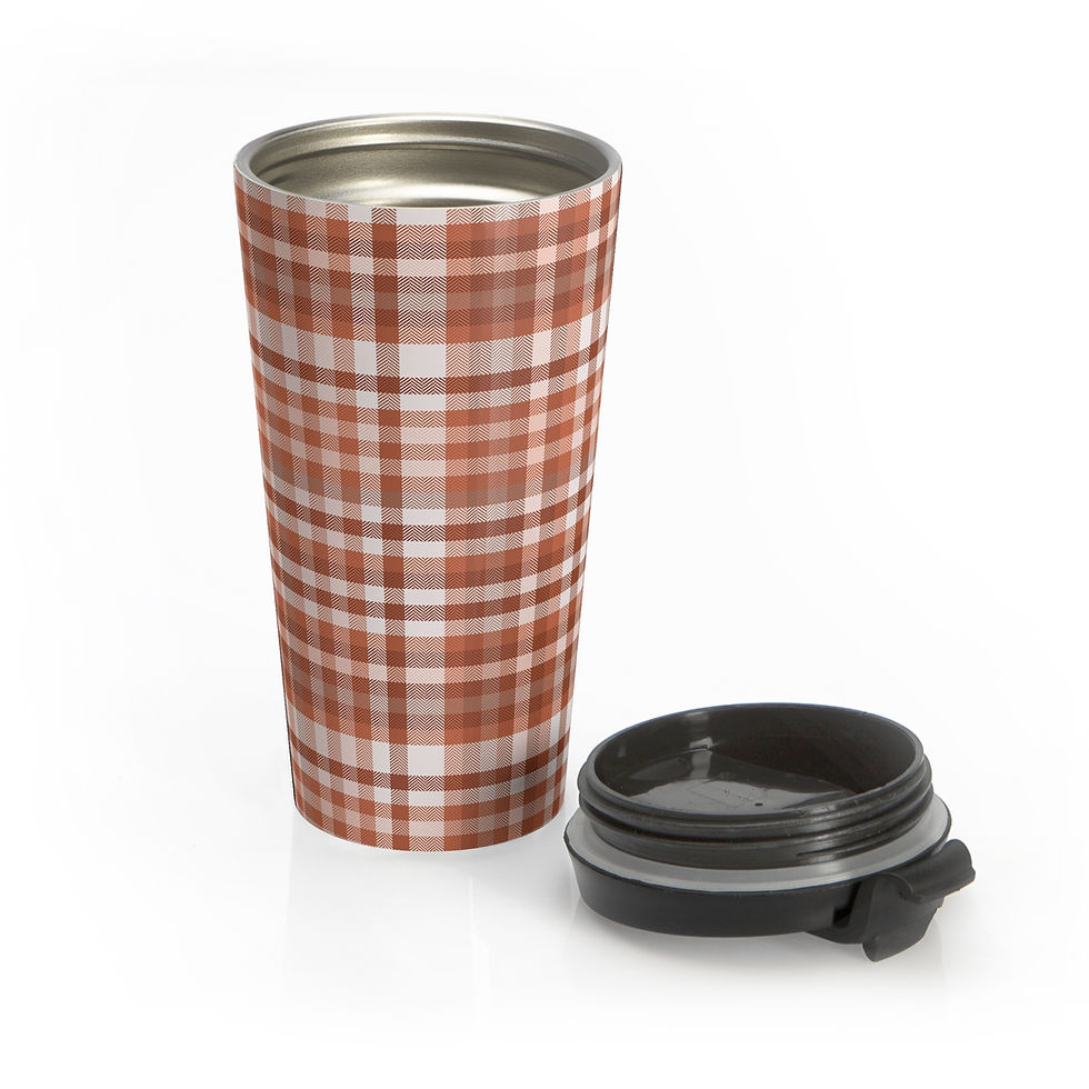 Autumn Plaid (1) Stainless Steel Travel Mug | Black 5