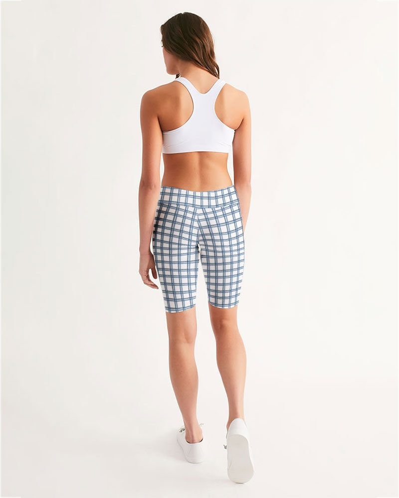 Thumbnail: White Windowpane Women's Mid-Rise Bike Shorts