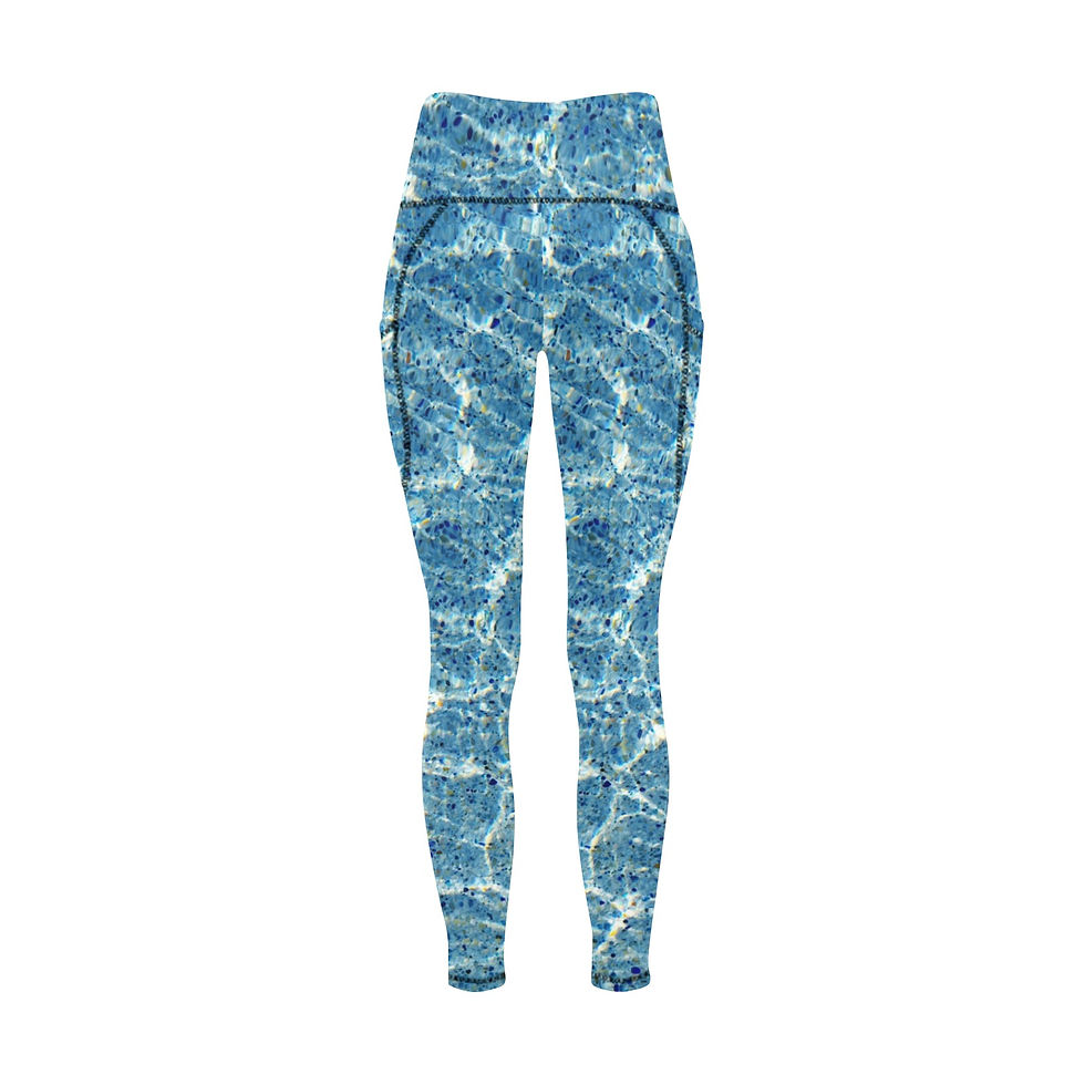 Thumbnail: Blue Waves High Waist Leggings with Pockets 4