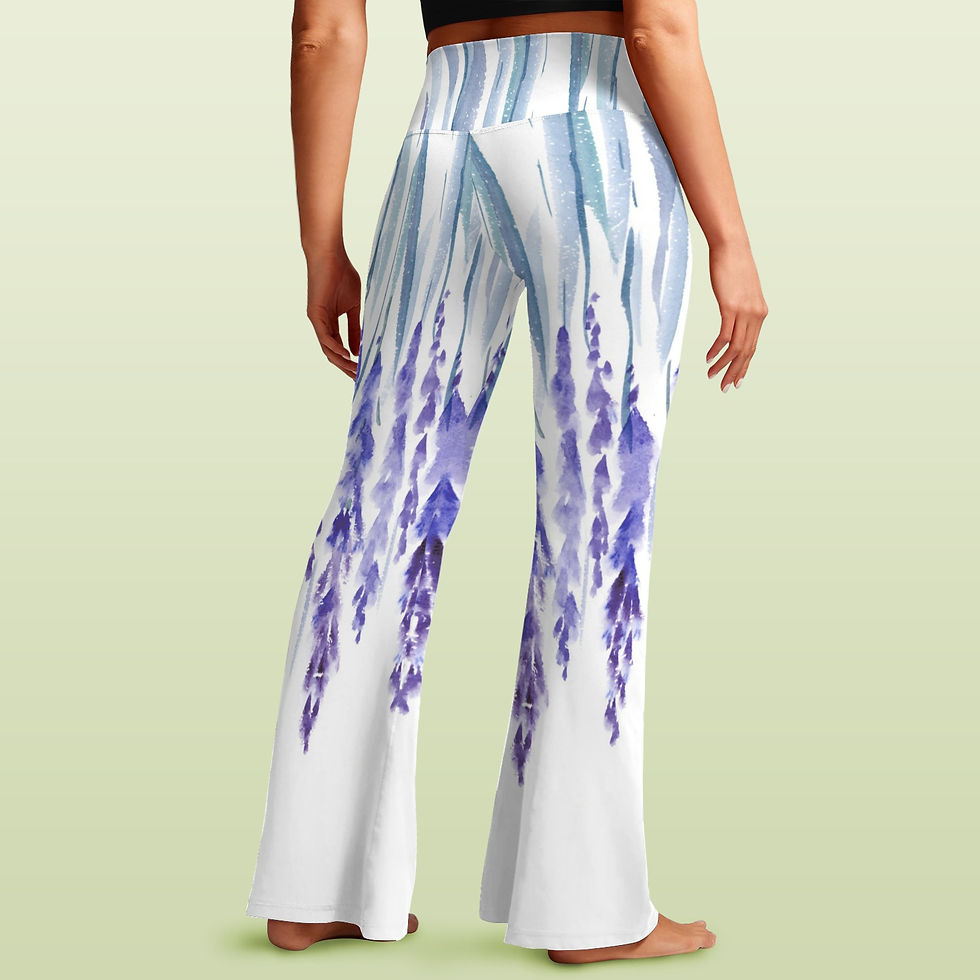 Thumbnail: French Lavender Women's V-Crossover High Waisted Flare Leggings 3