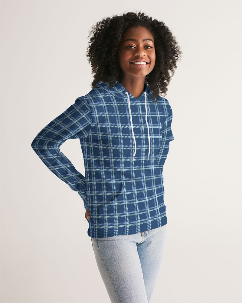 Thumbnail: Dark Blue Windowpane Women's Hoodie