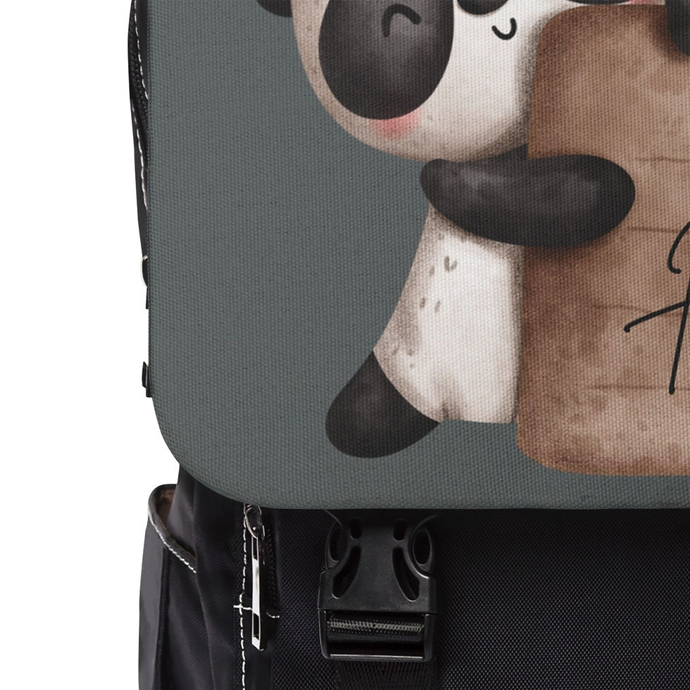 Thumbnail: Hello Panda Gray Unisex Casual Shoulder Backpack 6