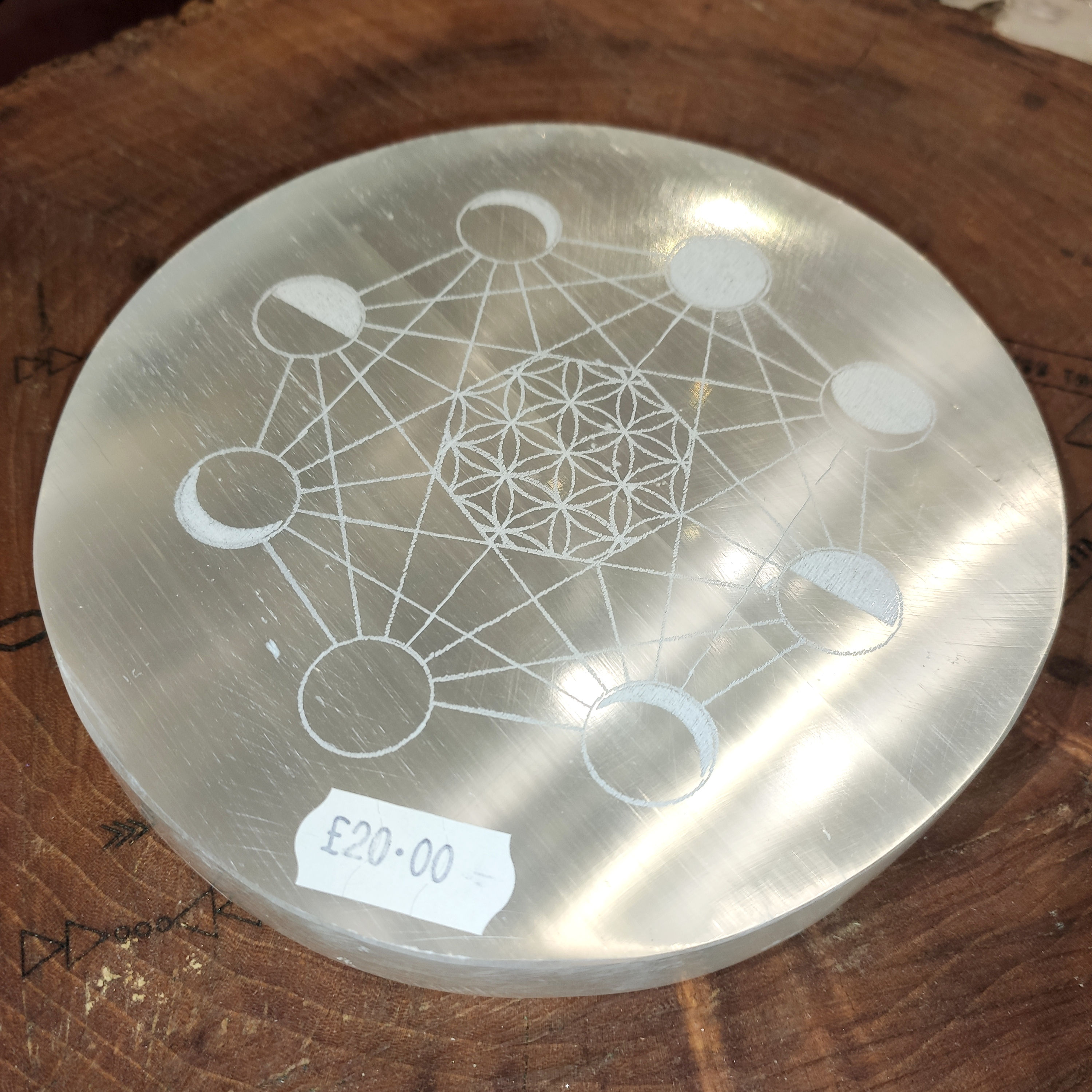 Selenite charging plate, moon phase