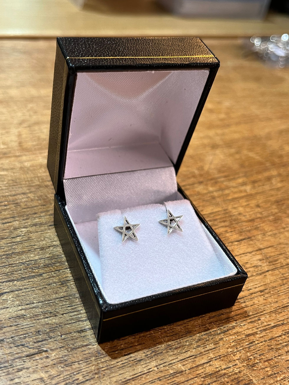Thumbnail: Silver Pentagram Stud Earrings
