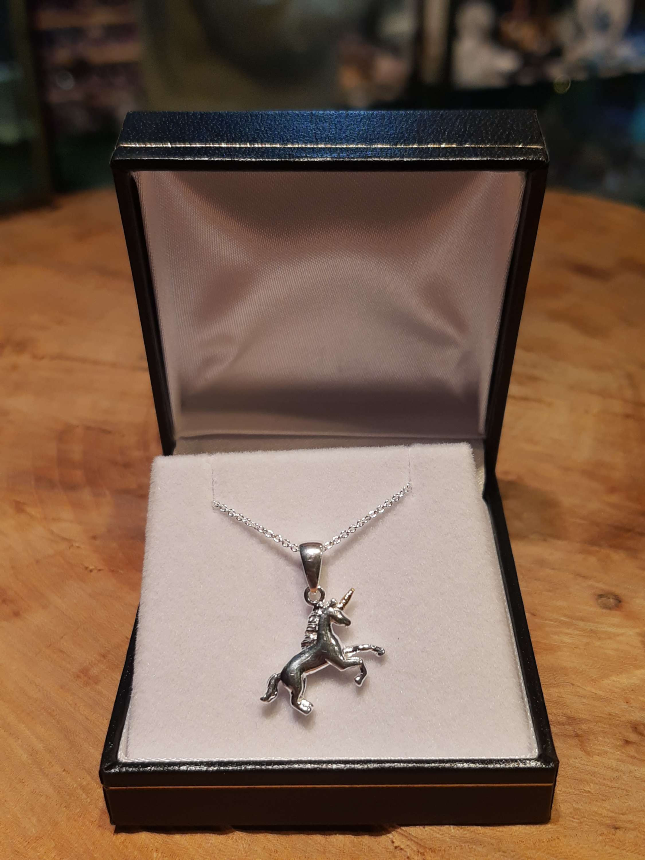 Unicorn Pendant & 16"-18" Silver Chain 