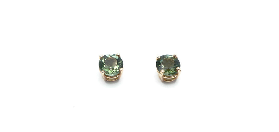 14 karat yellow gold green tourmaline earrings