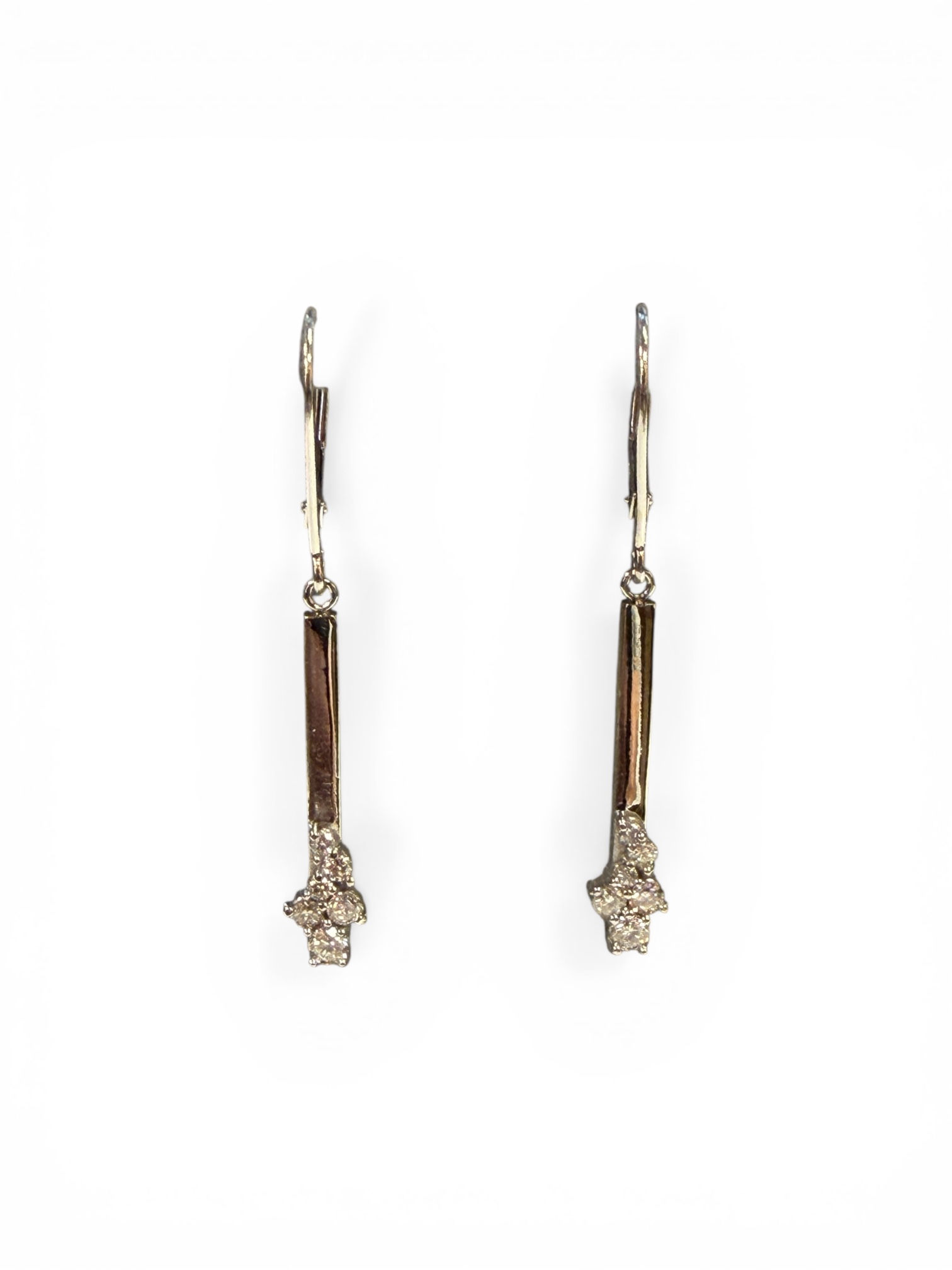 14k White Gold Diamond Dangle Earrings