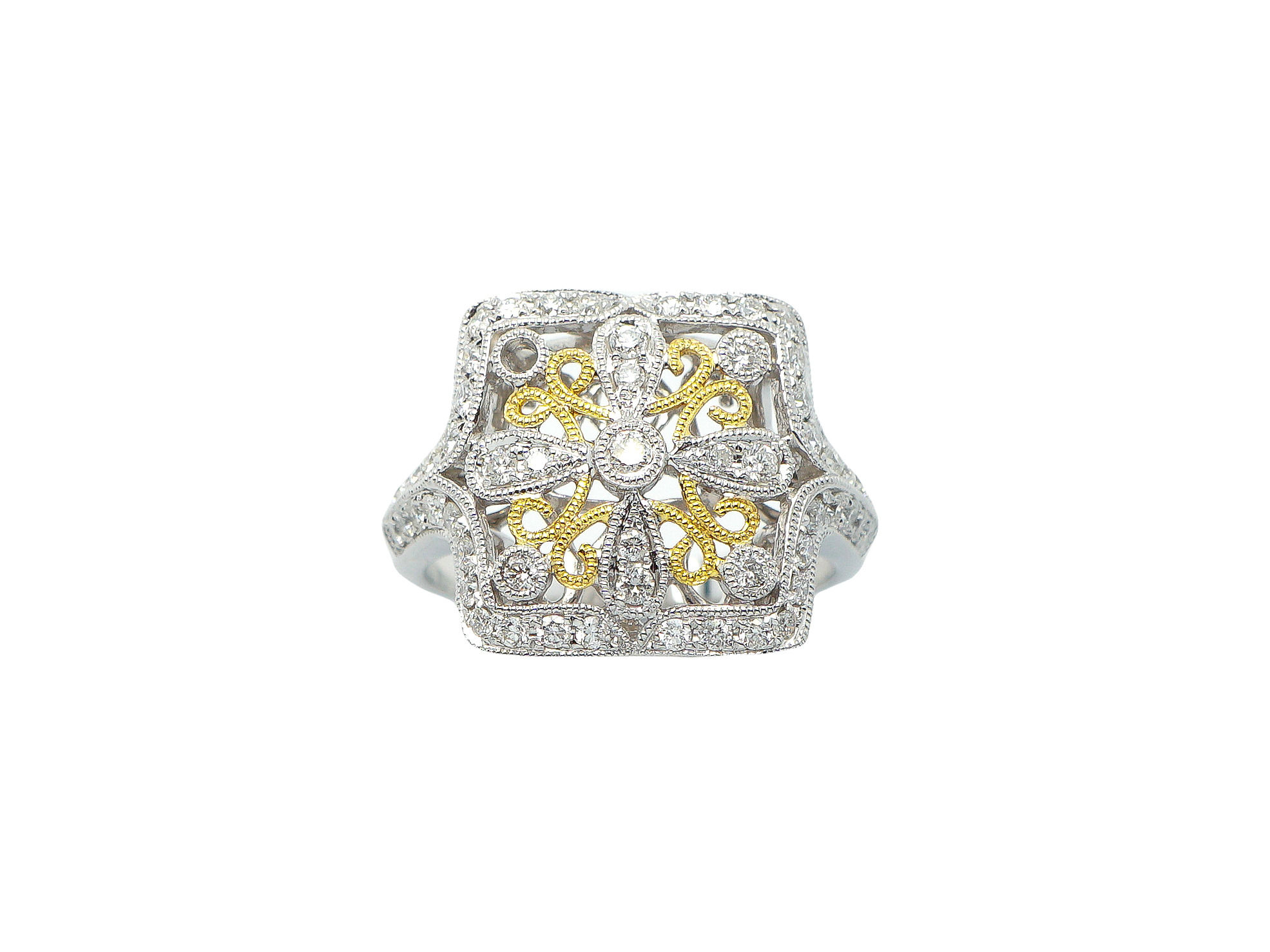 14 karat yellow gold and white gold dimaond ring