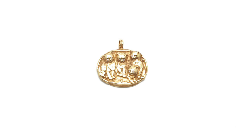 Thumbnail: 14 karat yellow gold diamond pendant