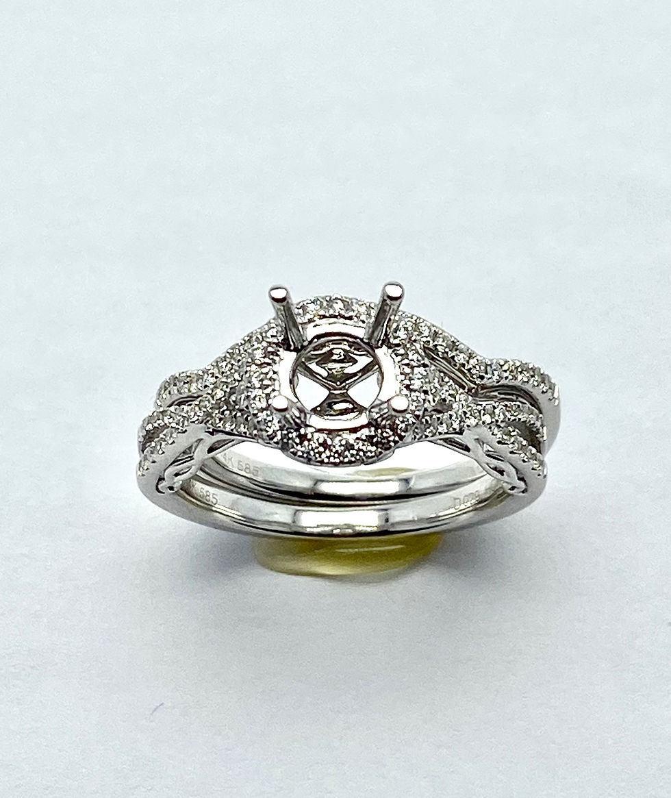 Thumbnail: 14 Karat White Gold Diamond Semi Set Bridal Set