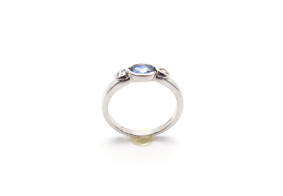 Thumbnail: 14 karat white gold sapphire and diamond ring