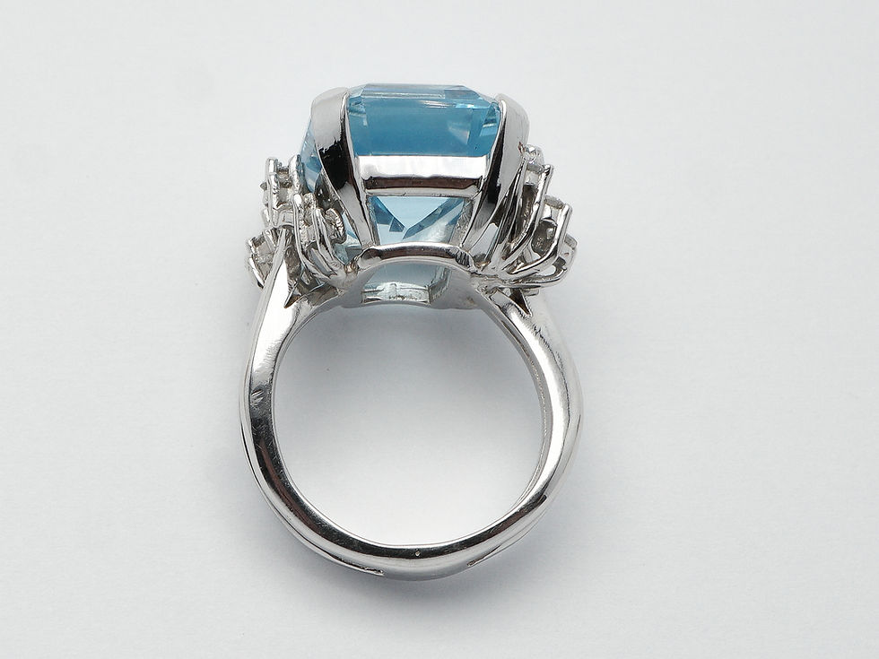 Thumbnail: 14 karat white gold blue topaz and diamond ring