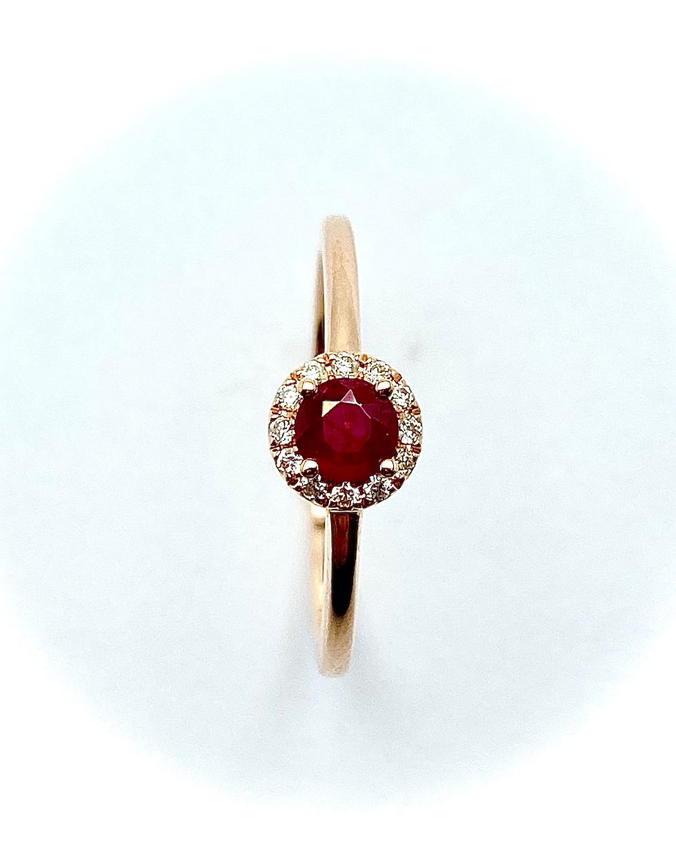 Thumbnail: 14 Karat Rose Gold Ruby and Diamond Ring
