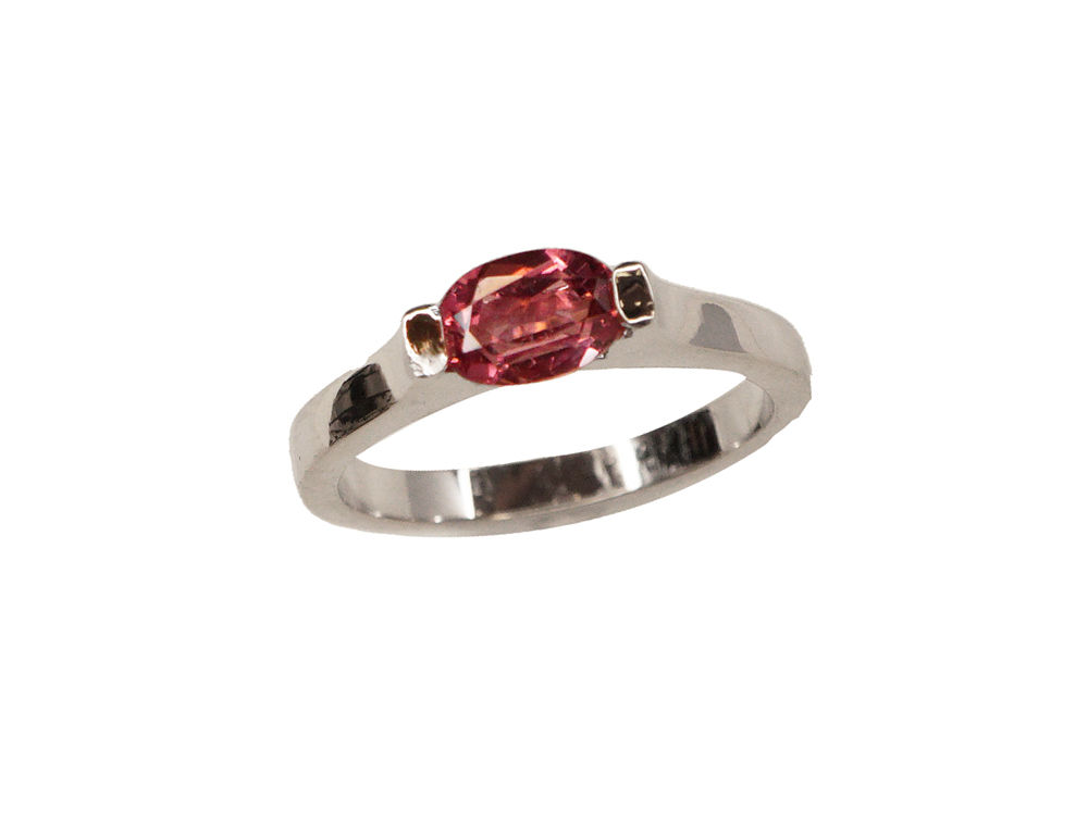 14K White Gold .89ct Pink Tourmaline Ring