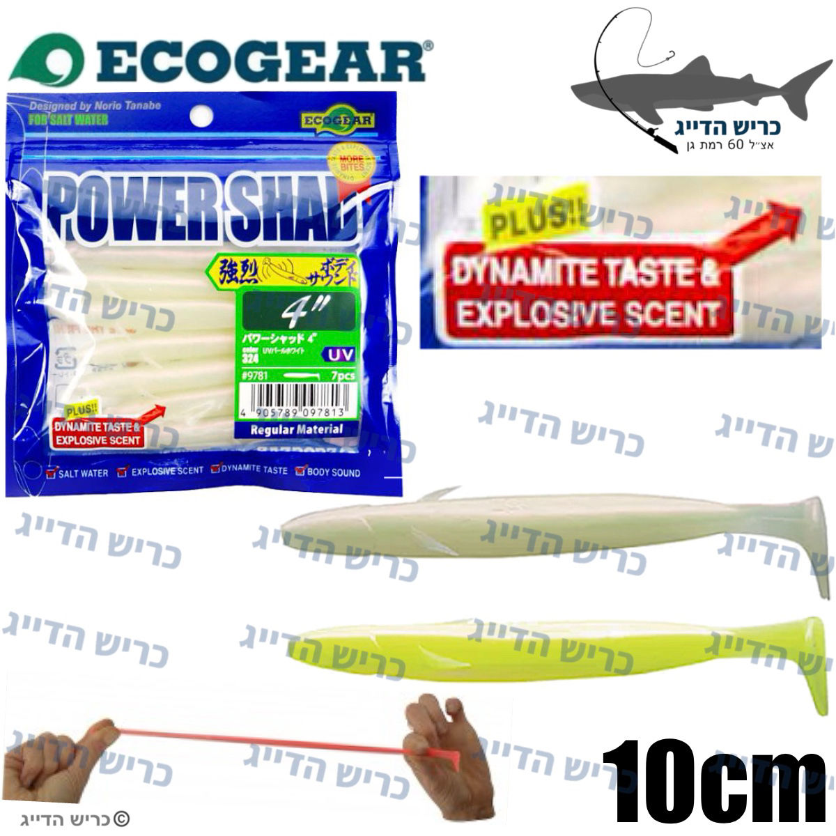 ECOGEAR POWER SHAD SCENTED 10cm (7pcs) סיליקונים