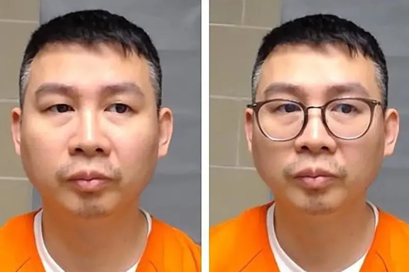 遭國務院懸賞400萬元通緝的43歲中國公民李達仁(Daren Li，音譯)。李達仁2024年11月認罪參與「殺豬盤騙局」洗錢活動，去年12月剪斷電子腳鐐後潛逃失聯。(美國國務院)
