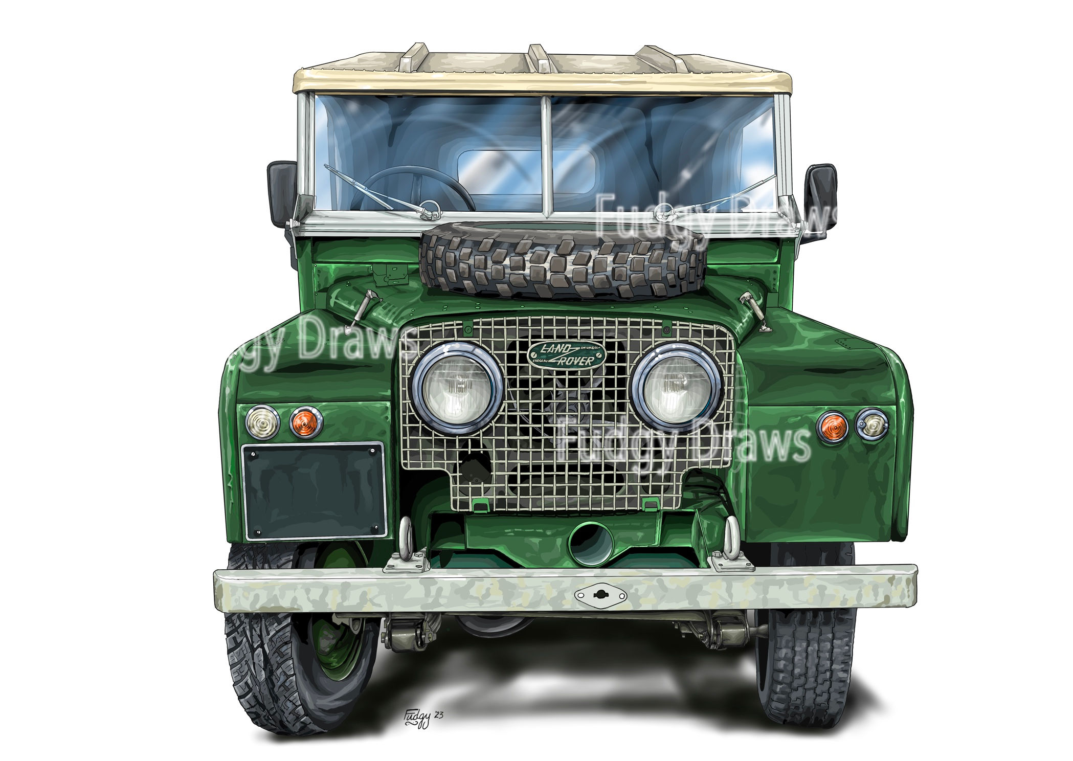 Land Rover Green series 2 Front view station Wagon Art Print