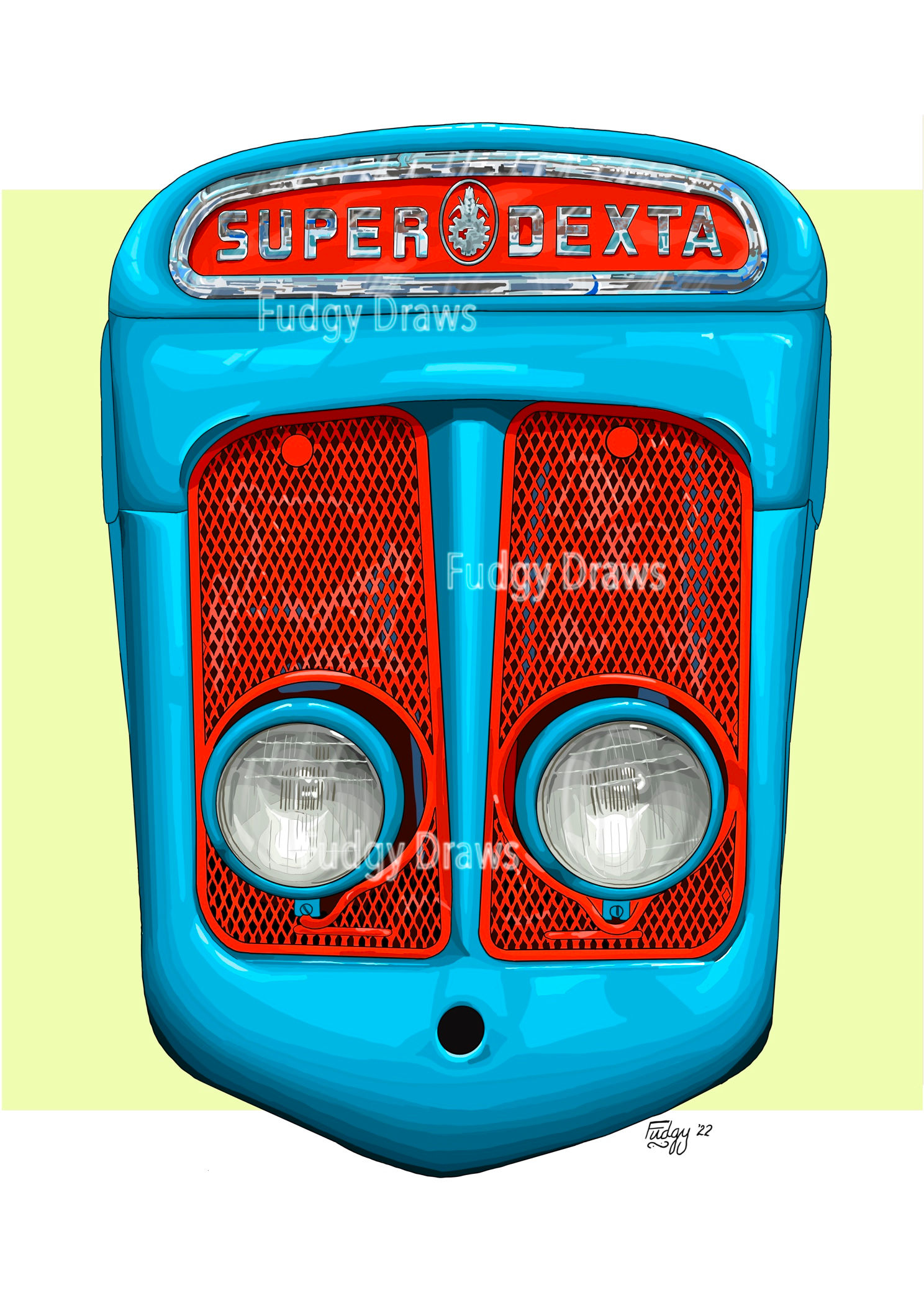 Fordson Super Dexta Tractor Front End Red Grille Art