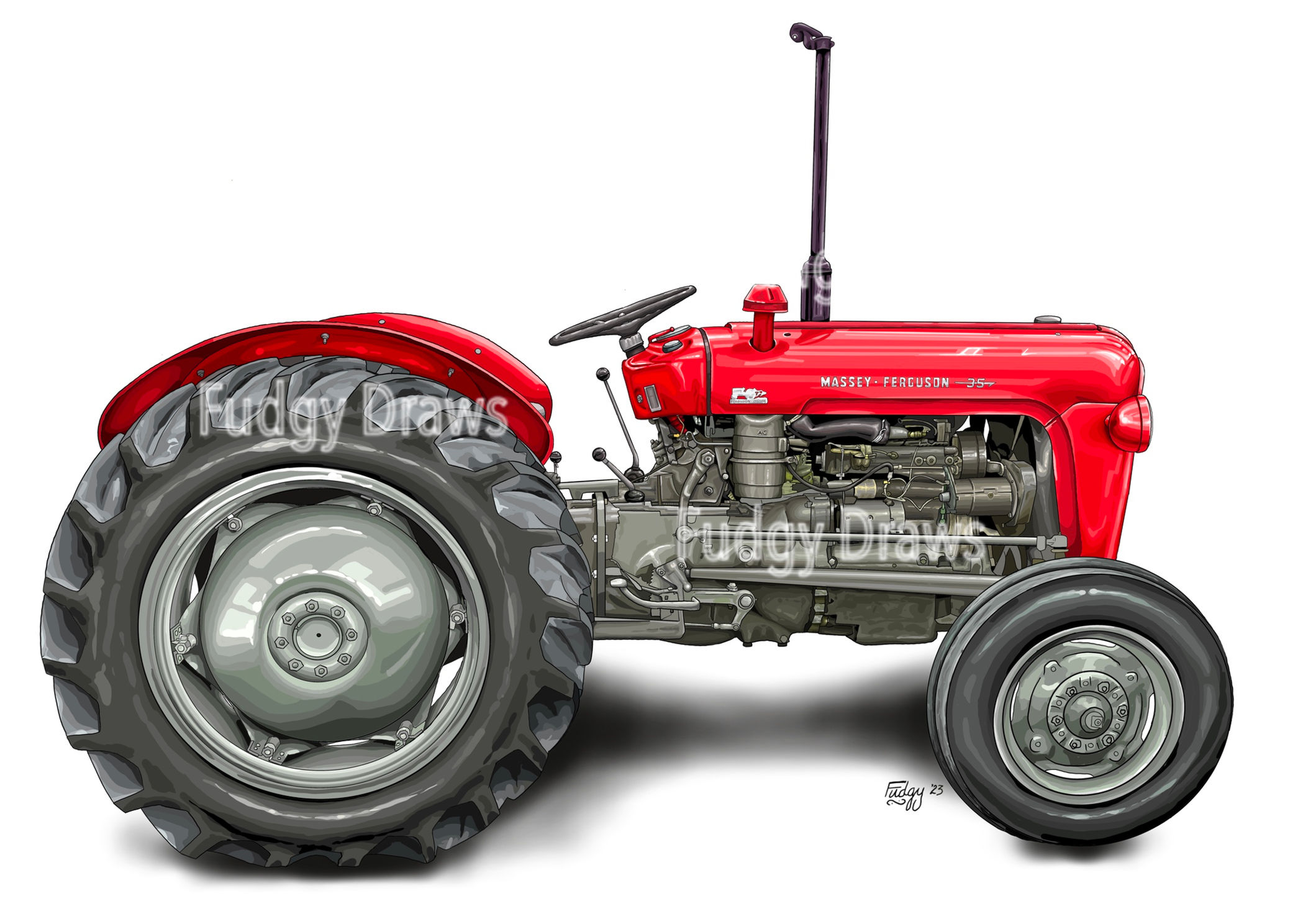 Massey 35 Tractor Profile View Print