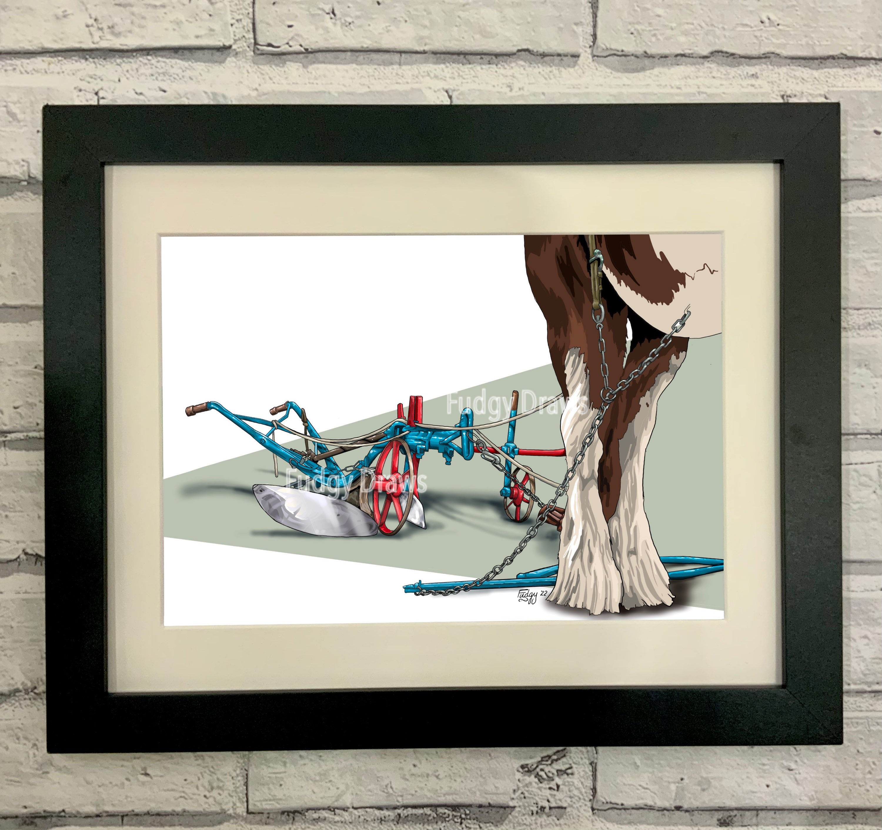 Horse Drawn Plough Art Print farming agriculture artist