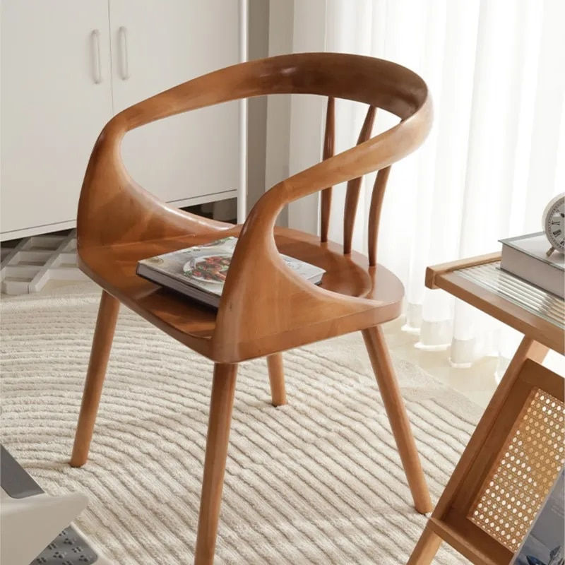 Nordic Home Solid Wood Dining Chair With Armrest Backrest Chair Modern Minim