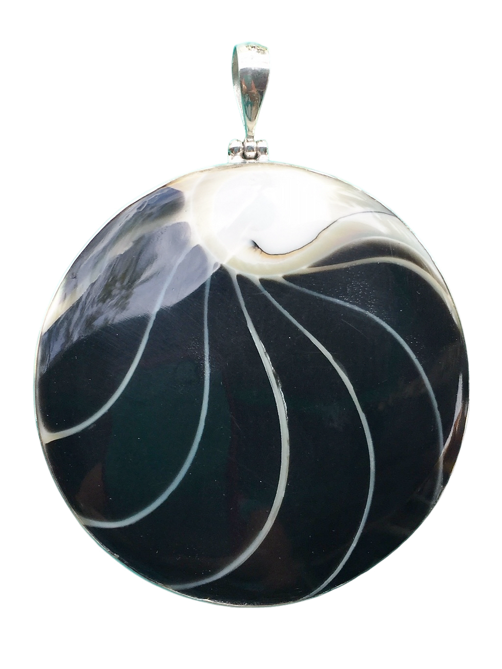 Thumbnail: Small round Black Nautilus Pendant
