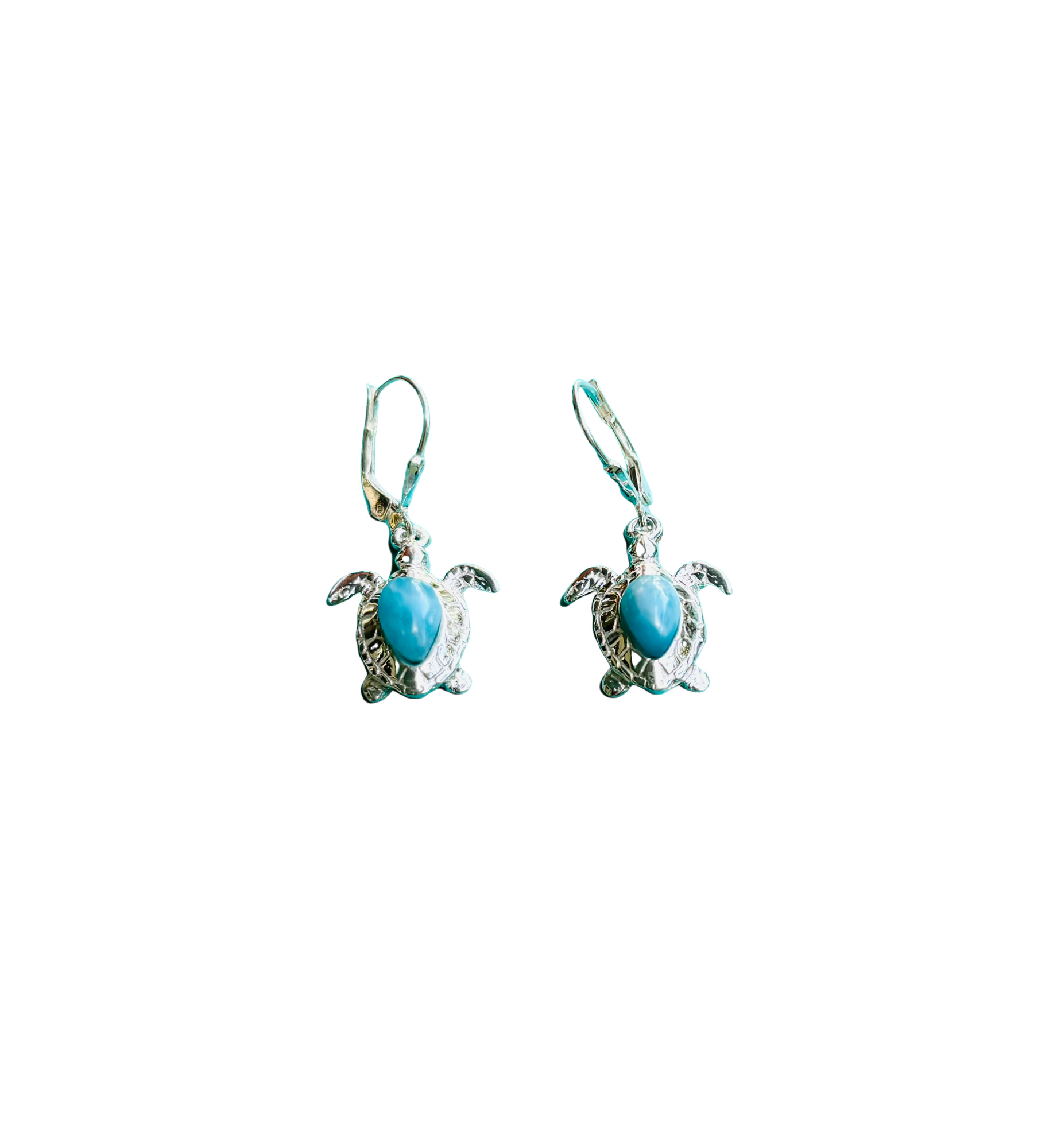Larimar Large Turtle Drop Earrings