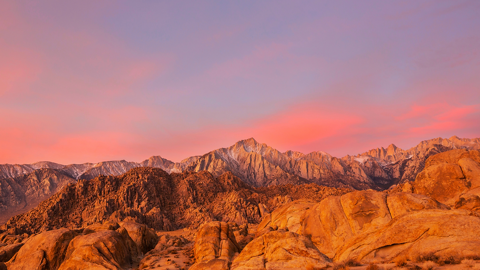Sierra Nevada Mountains in California Early Sunset