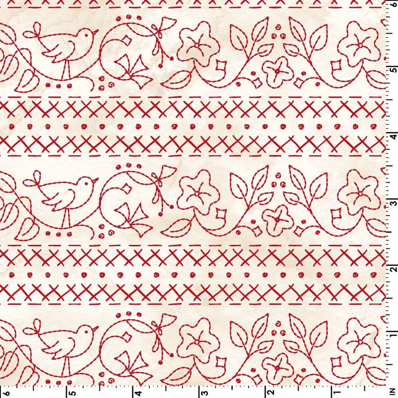 Maywood Studio Cotton Fabric Red Robin Stripes Summertime Flat