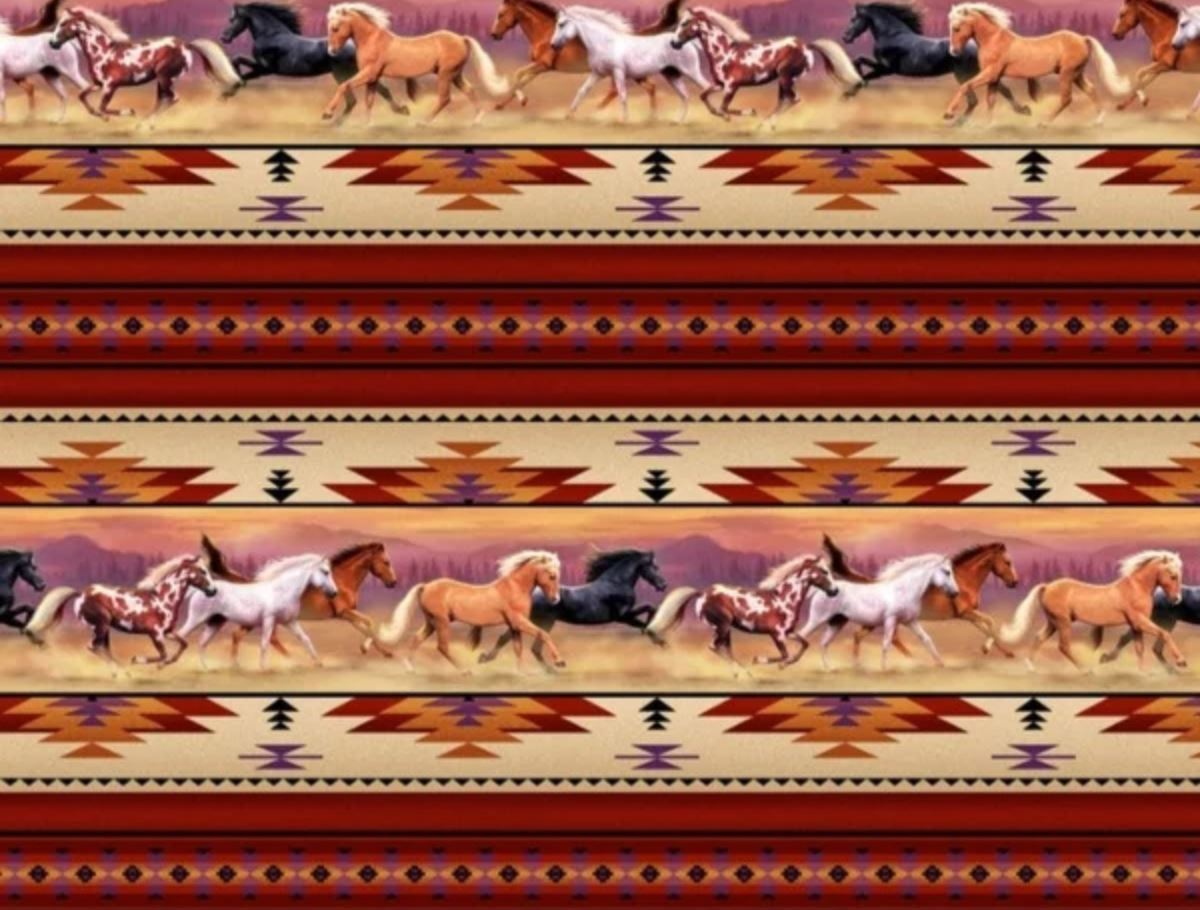 Elizabeth's Studio Running With the Sun Horses Stripe Terracotta Southwest