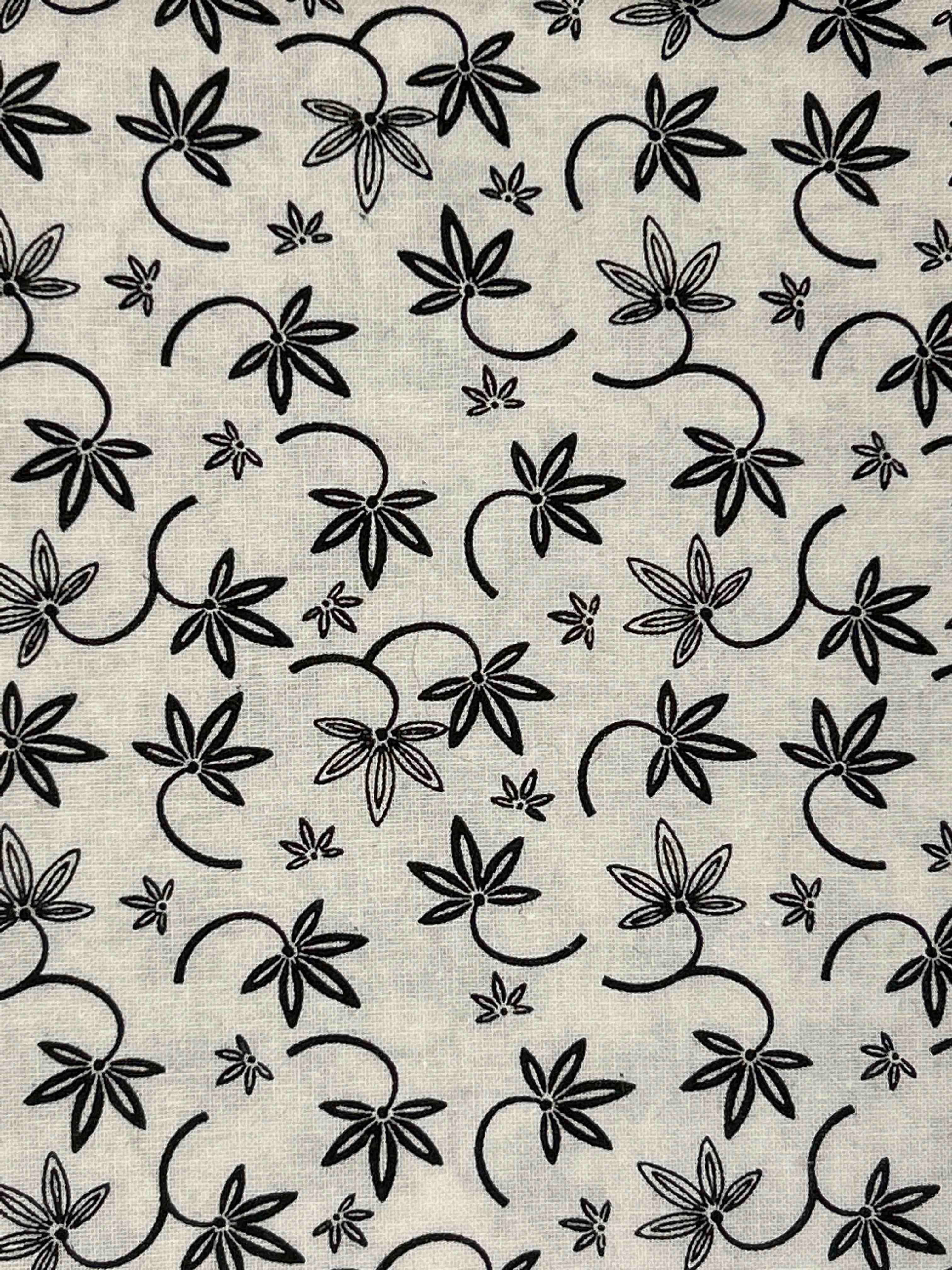 Black and White Cotton Fabric Print