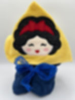 Princess Towel Black Hair Red Bow Yellow Hood and Blue Bath Towel.