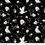 Thumbnail: The fabric features a striking black and white color scheme, with white doves and flowers
