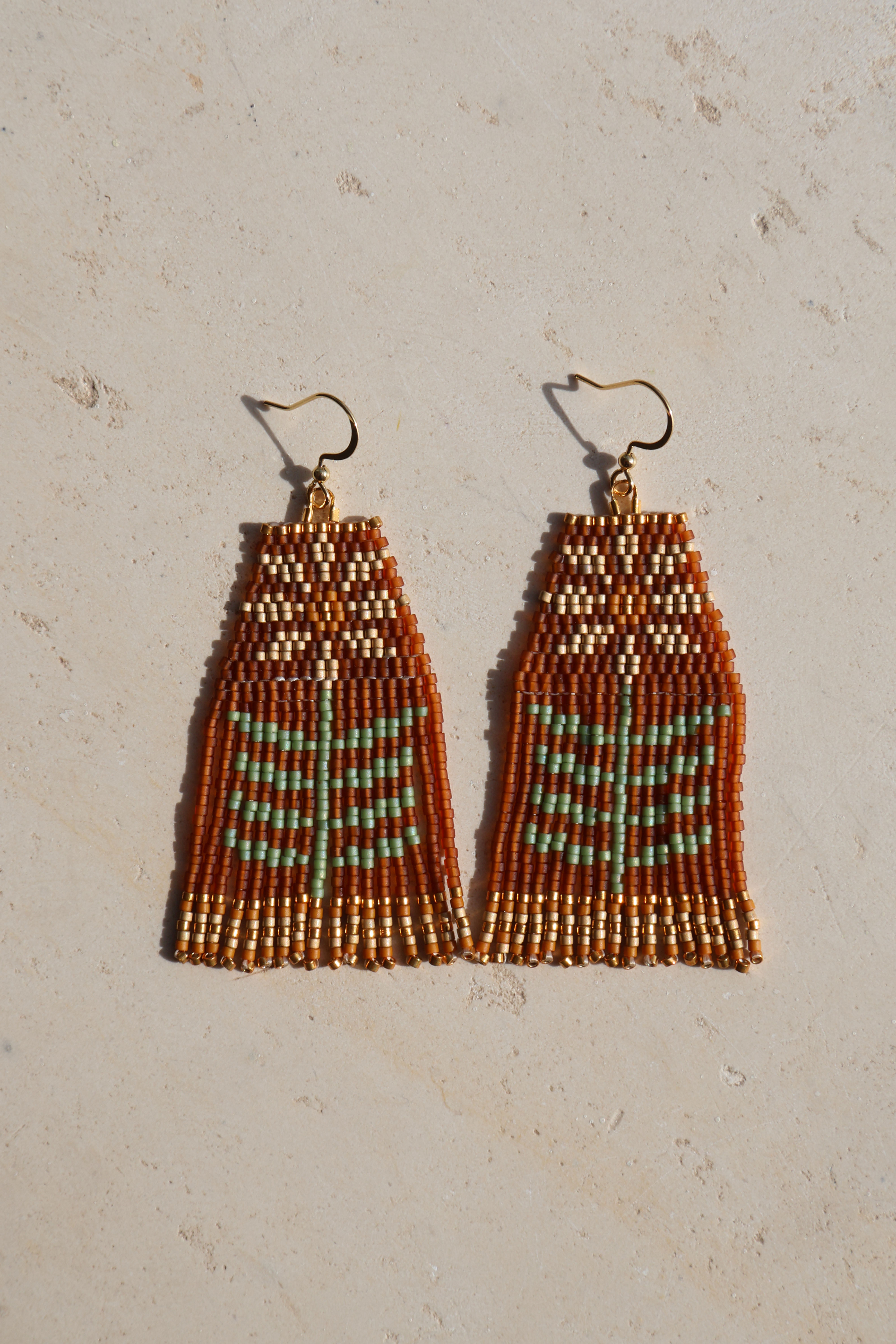 Brown Daisy Fringe Earrings