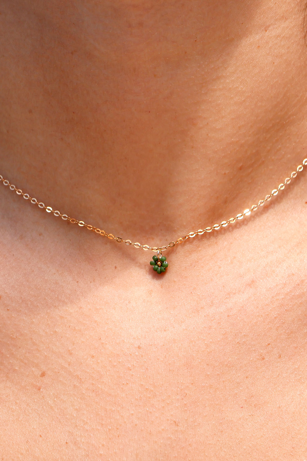 Thumbnail: Green Daisy Charm Necklace