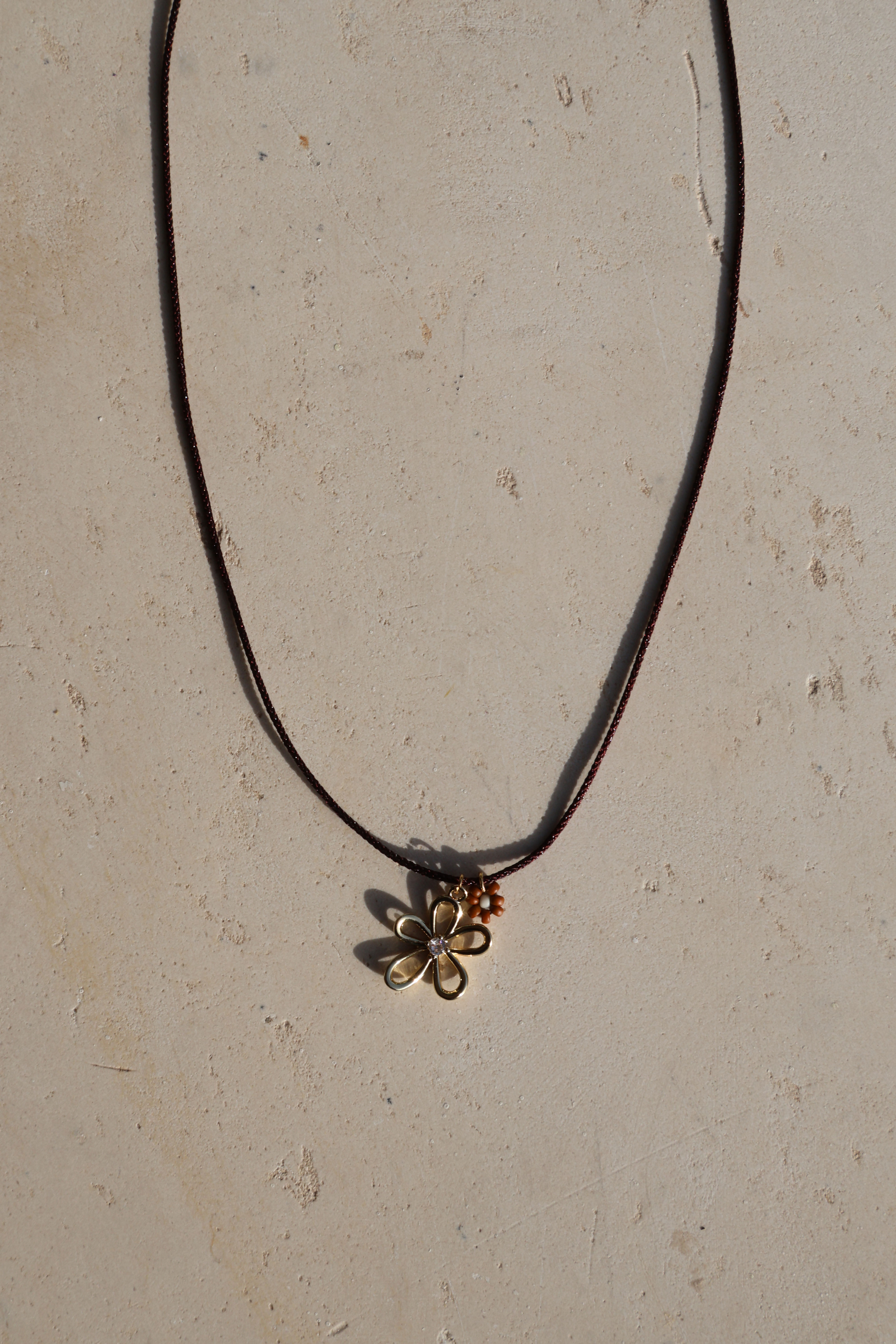 Brown Daisy Cord Necklace