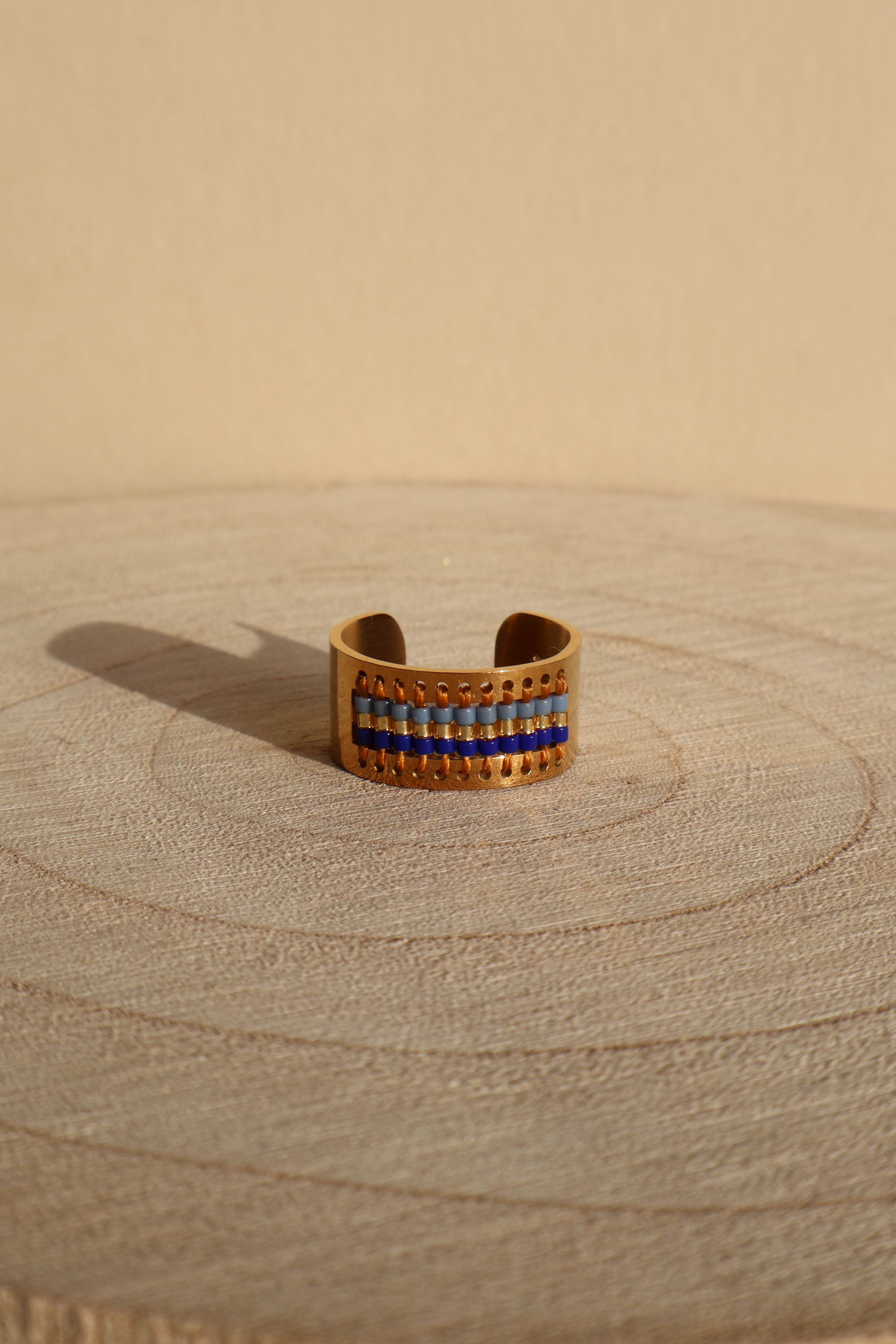 Blue Miyuki Band Ring