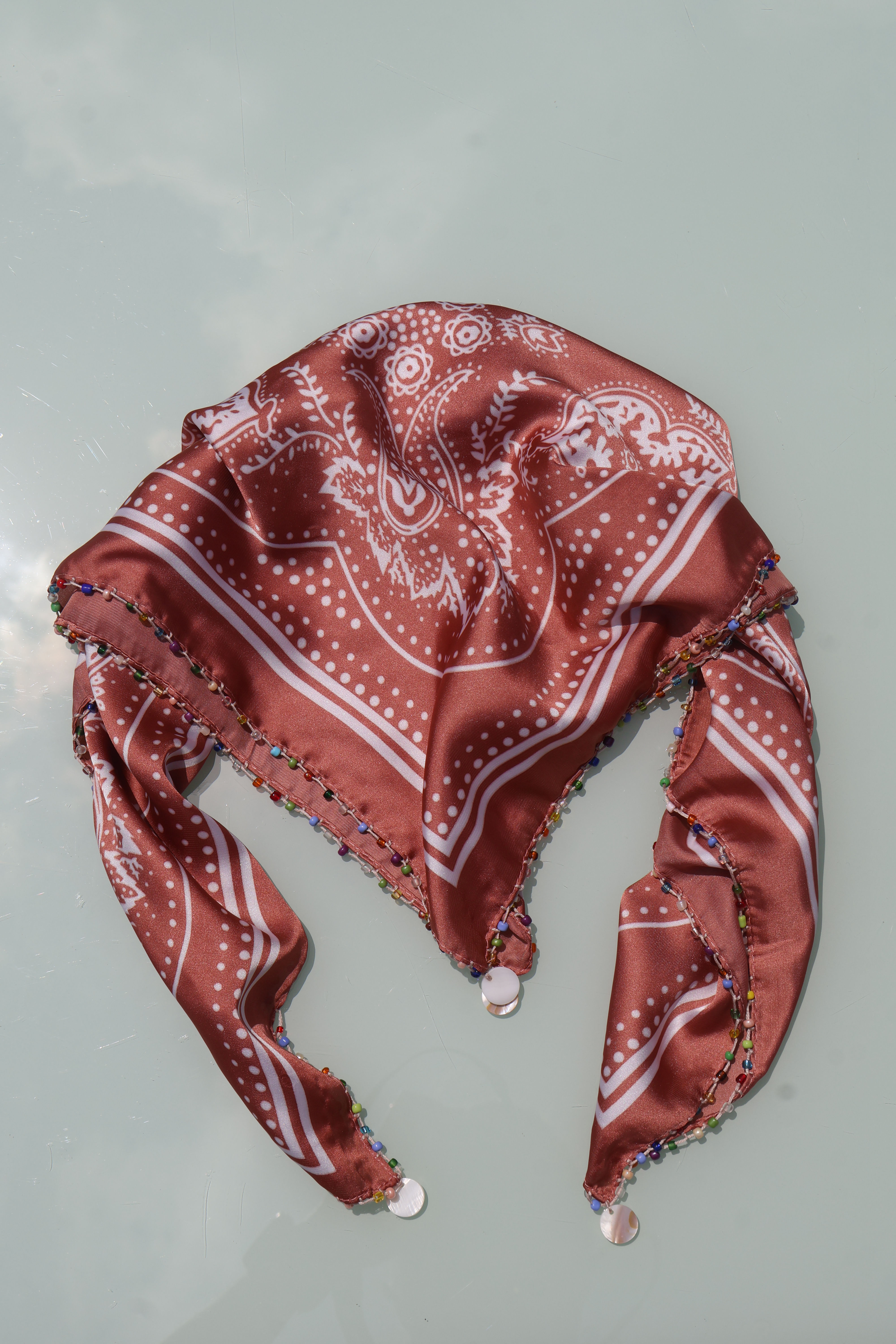 YAM Beaded Scarf - Coral