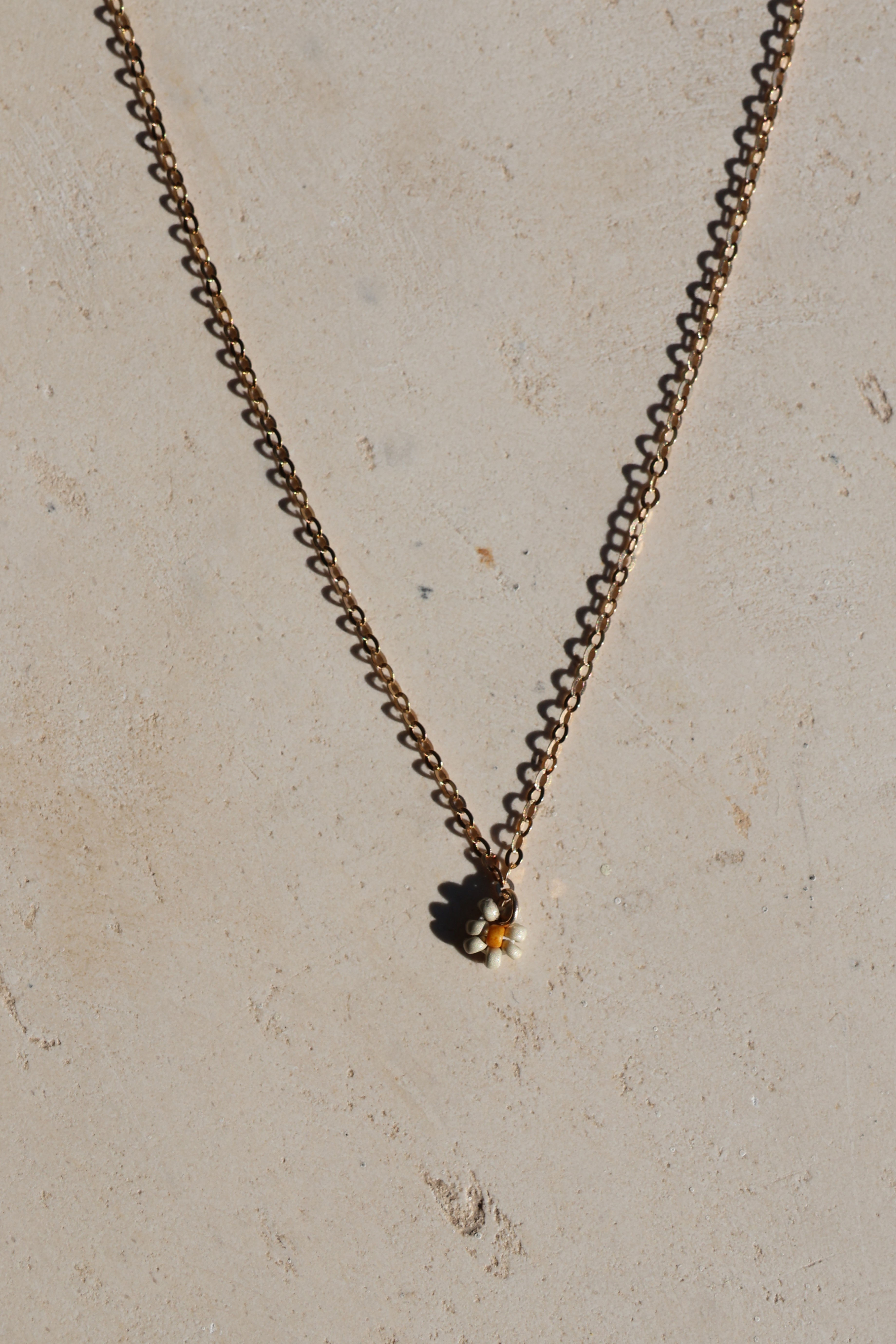 White Daisy Charm Necklace