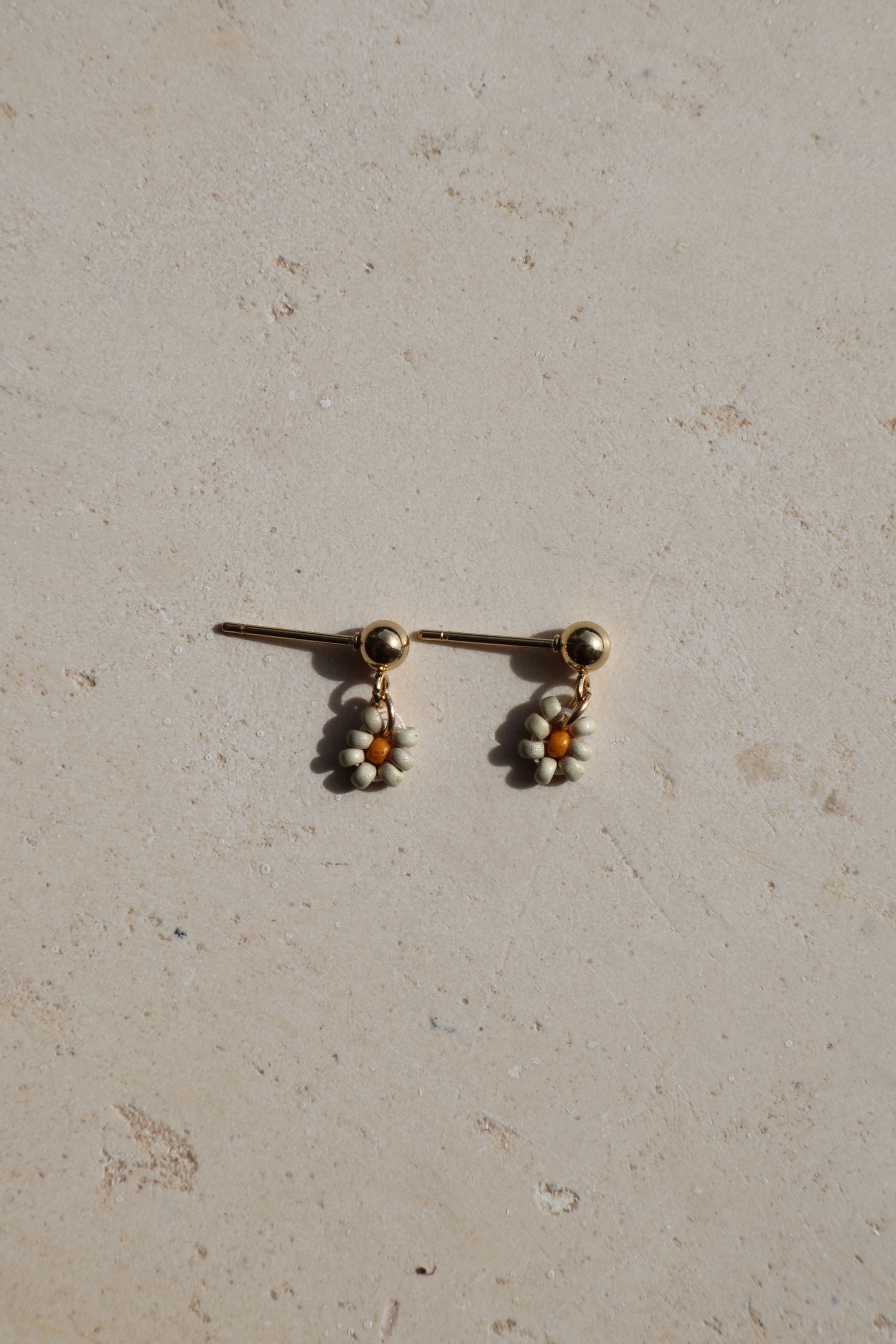 White Daisy Charm Studs