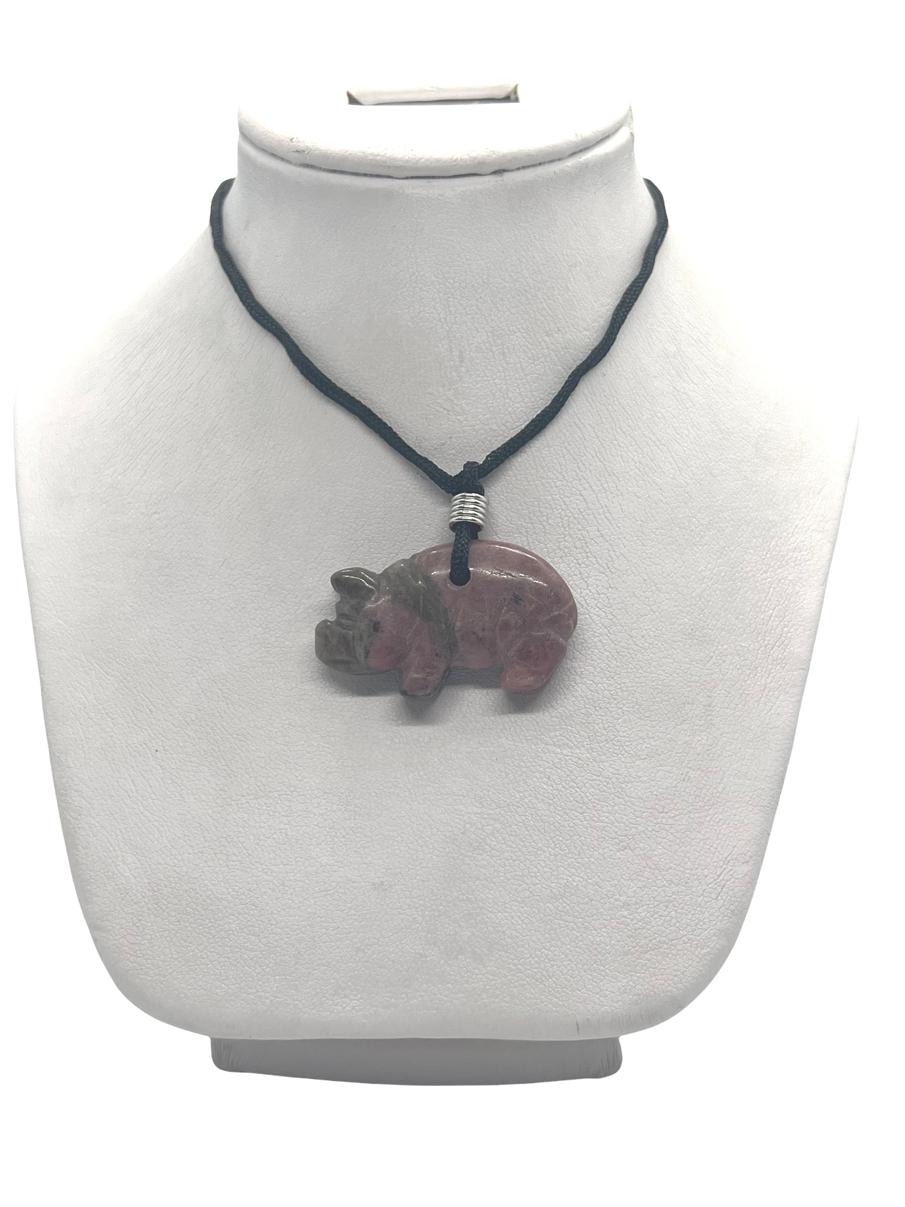 Gemstone Pig Necklace 
