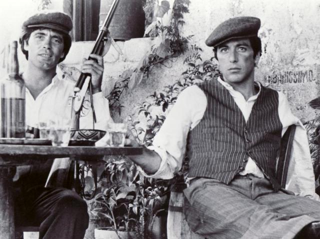 The two protagonists of The Godfather with Siciilian coppola hat