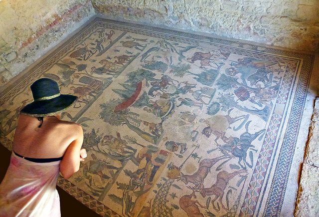 villa romana del casale mosaic on the floor
