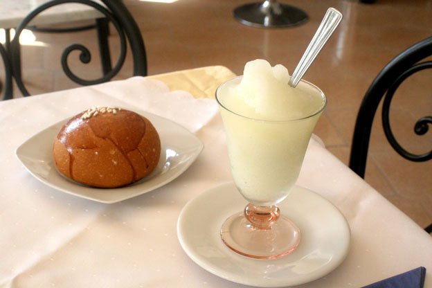 lemon granita and briosche