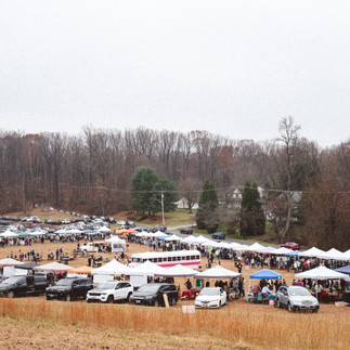 An above view point of a busy winter market