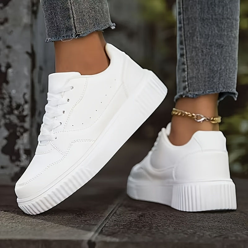 Tênis femininos leves e respiráveis em branco - Tênis confortáveis para corrida