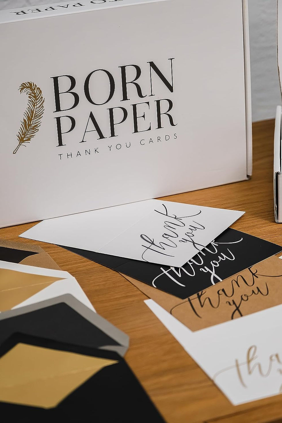 Thumbnail: BornPaper Thank You Cards with Envelopes - Luxury 120 Pack, Gold-Foil-Stamped In
