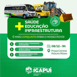 Icapuí-CE recebe três novos veículos para reforçar saúde, educação e infraestrutura